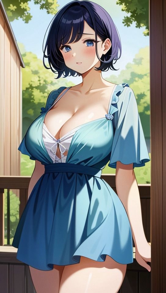 僕の彼女は青髪で巨乳