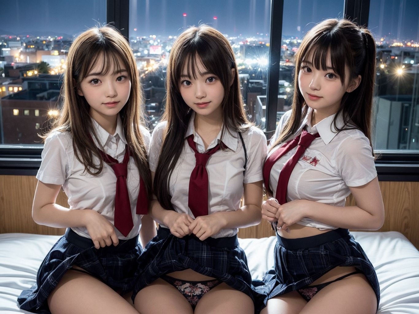 夜のホテルで女子校生ハーレム!【超リアルCG集】