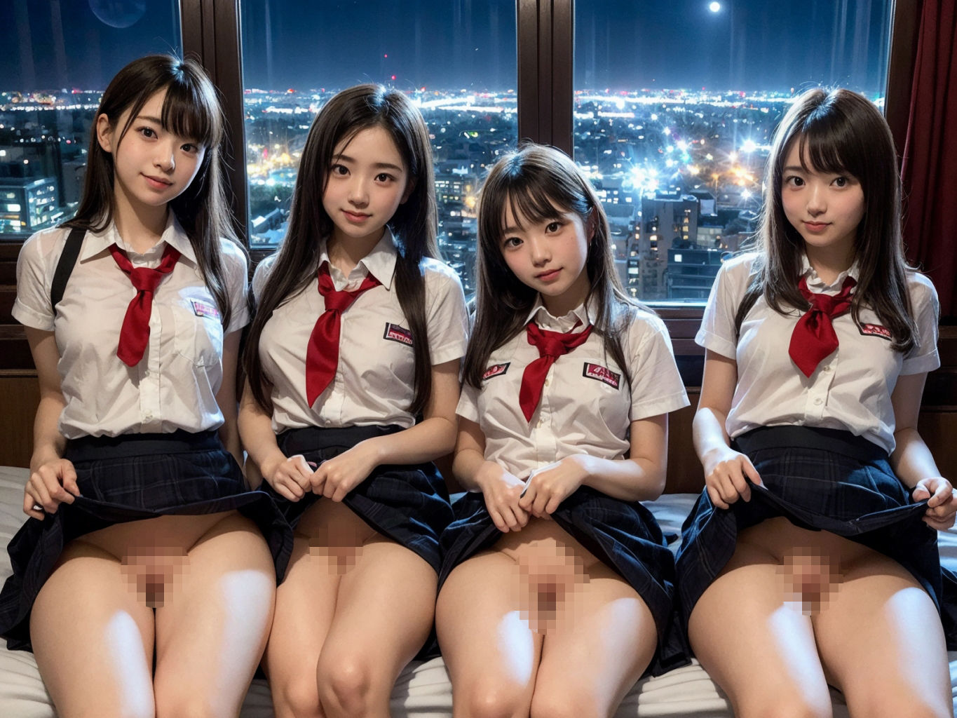 夜のホテルで女子校生ハーレム!【超リアルCG集】