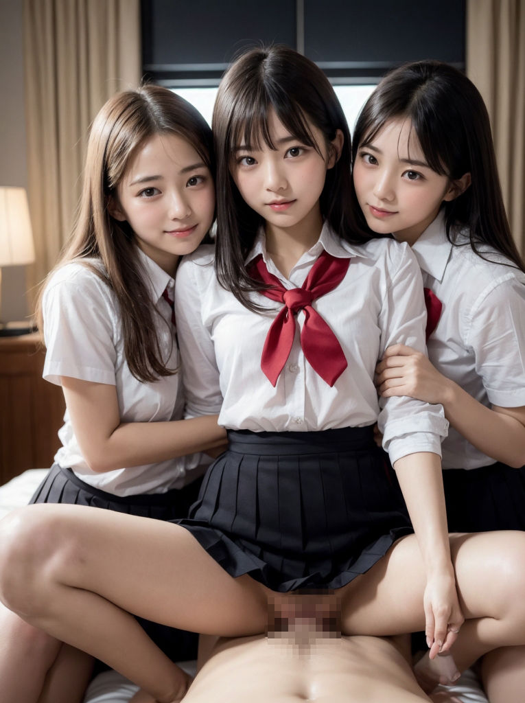 夜のホテルで女子校生ハーレム!【超リアルCG集】