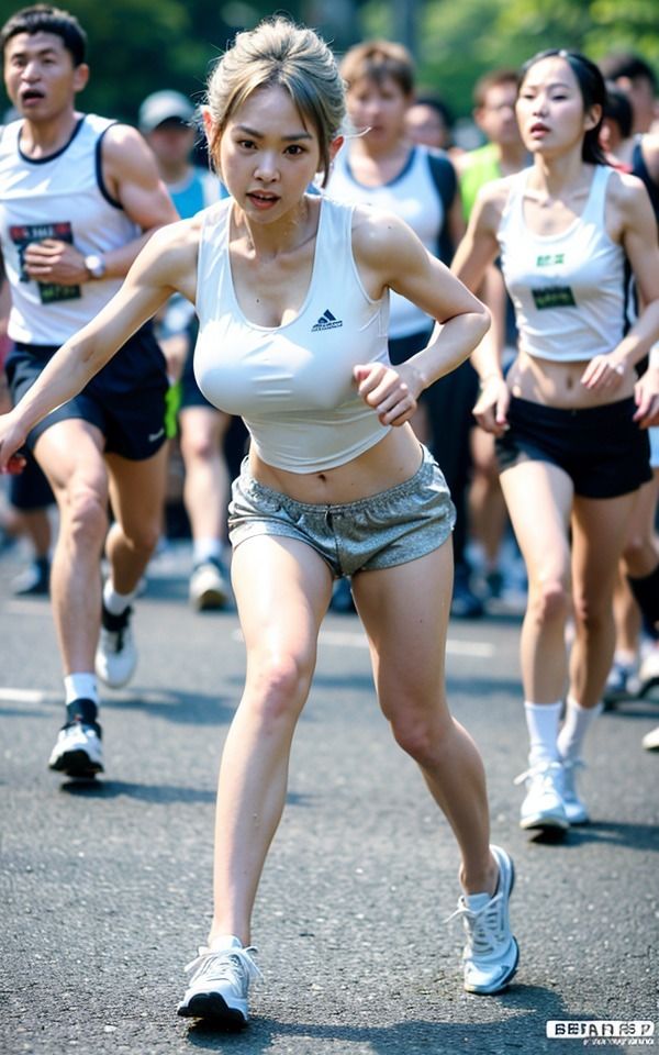 熟女エロマラソン|巨乳の乳首をみせながら観客を興奮させるシリーズ