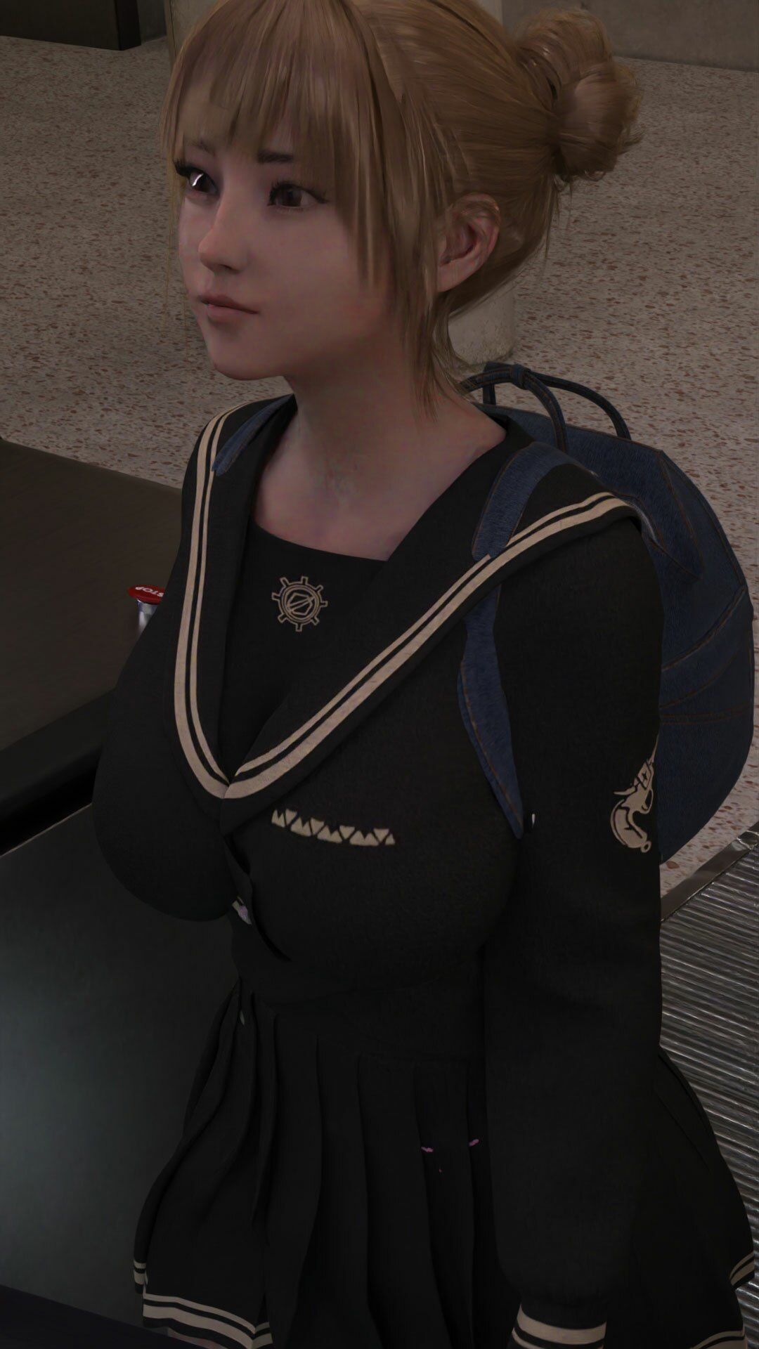 地下鉄エスカレーターの強風パンチラ(被害者:一ノ瀬廻里PV04:ピンク色可愛い柄パンティ)