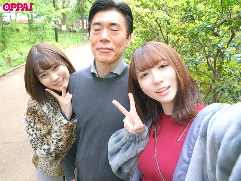 え、こんな場所で挟み撃ち！？声が出せない状況で強●射精・男潮吹きパパ活Wデート 小花のん 川北メイサ