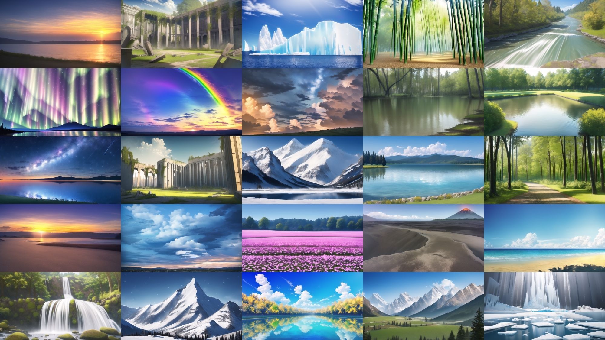 【アニメ調の自然系背景】著作権フリーの高解像度画像（100枚）