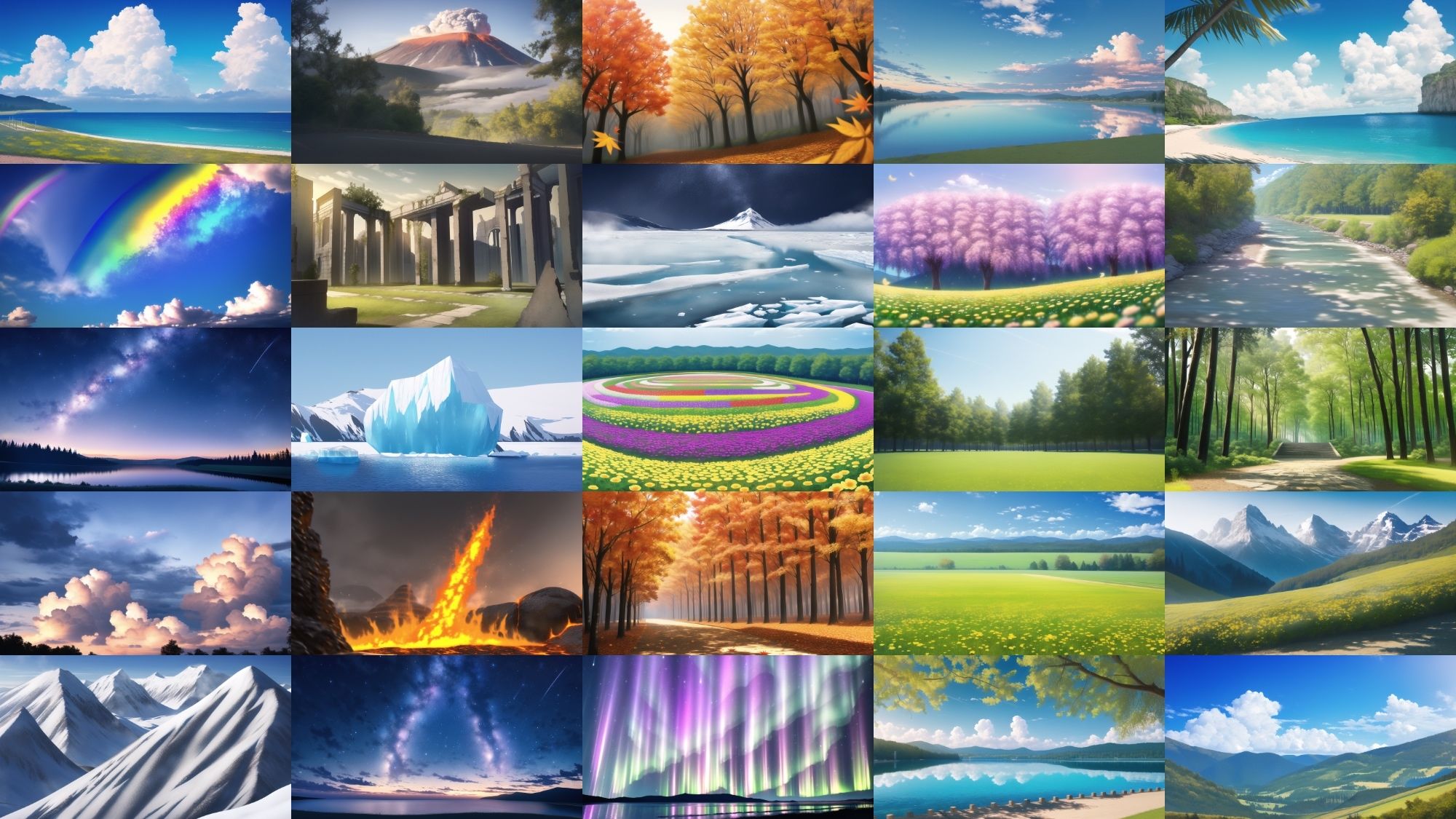 【アニメ調の自然系背景】著作権フリーの高解像度画像（100枚）