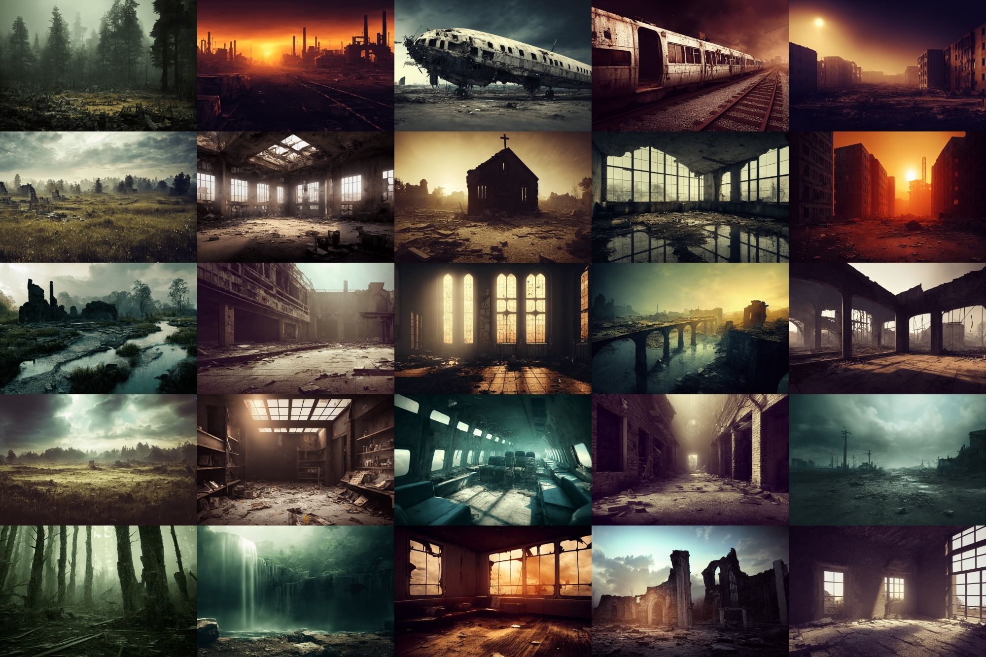 【ポストアポカリプス、廃墟背景】著作権フリーの高解像度画像（100枚）