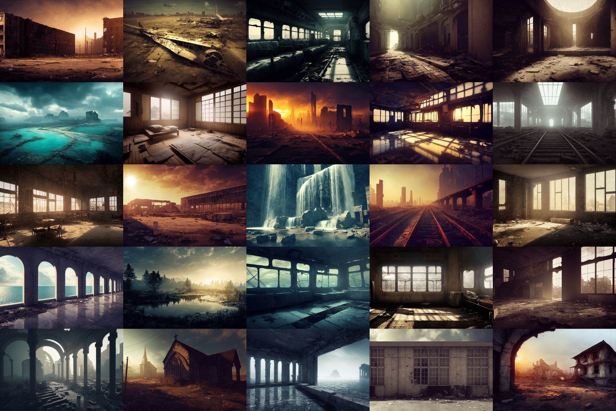 【ポストアポカリプス、廃墟背景】著作権フリーの高解像度画像（100枚）