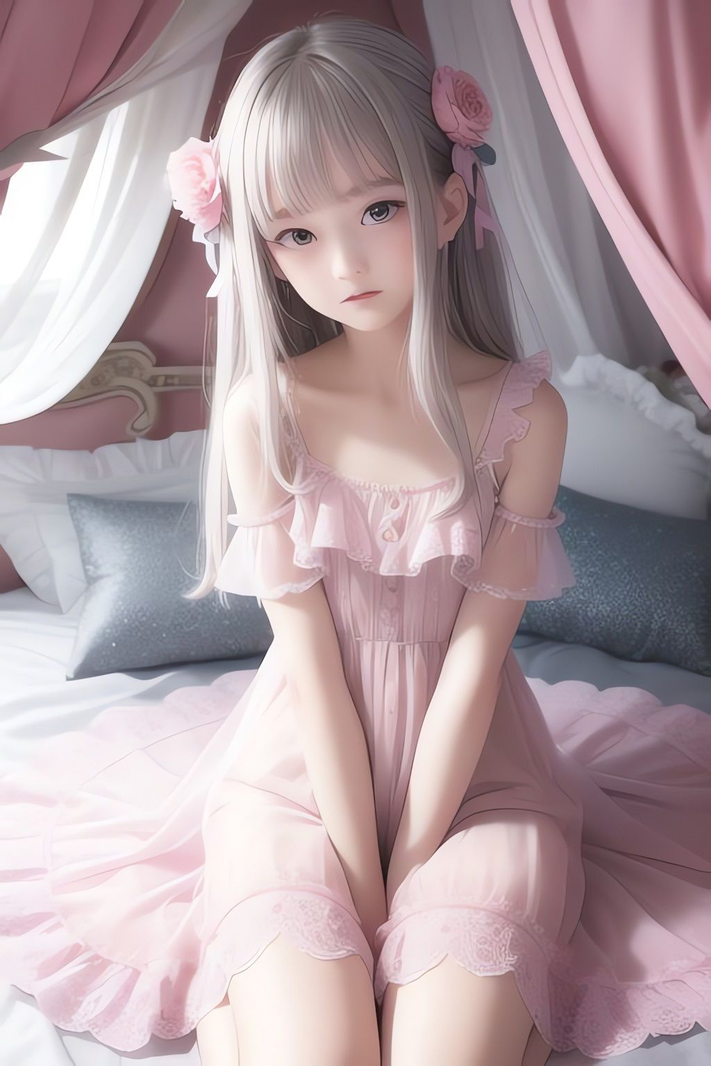 花とレースと美少女AIイラスト集※リアル