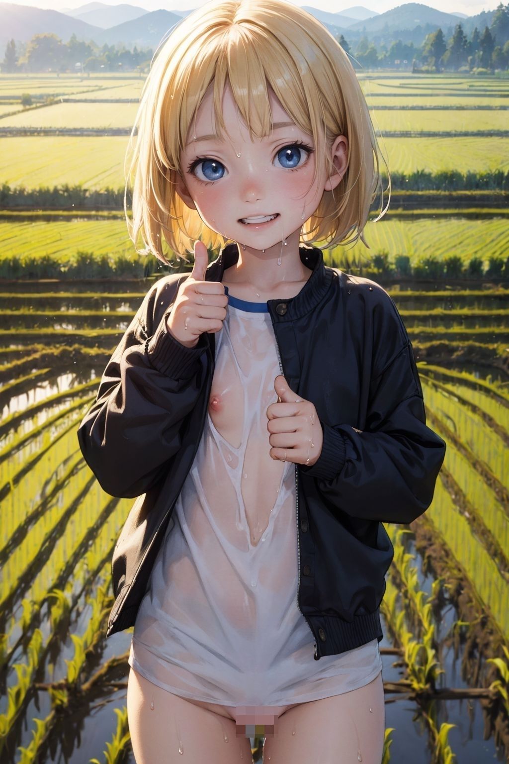 畑で遊ぶ金髪ぷにっこ濡れ透け撮影会2