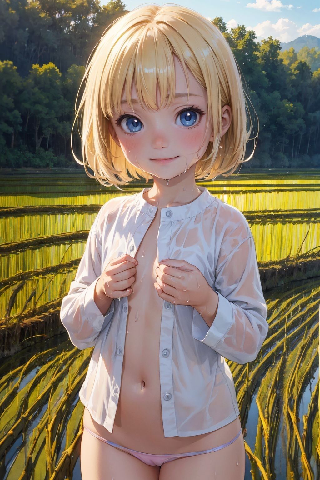 畑で遊ぶ金髪ぷにっこ濡れ透け撮影会2