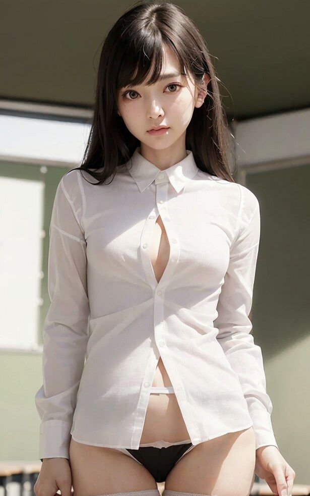 教室で徐々に脱がされていく制服美女のヌード写真集 その2【AI妄想写真集】