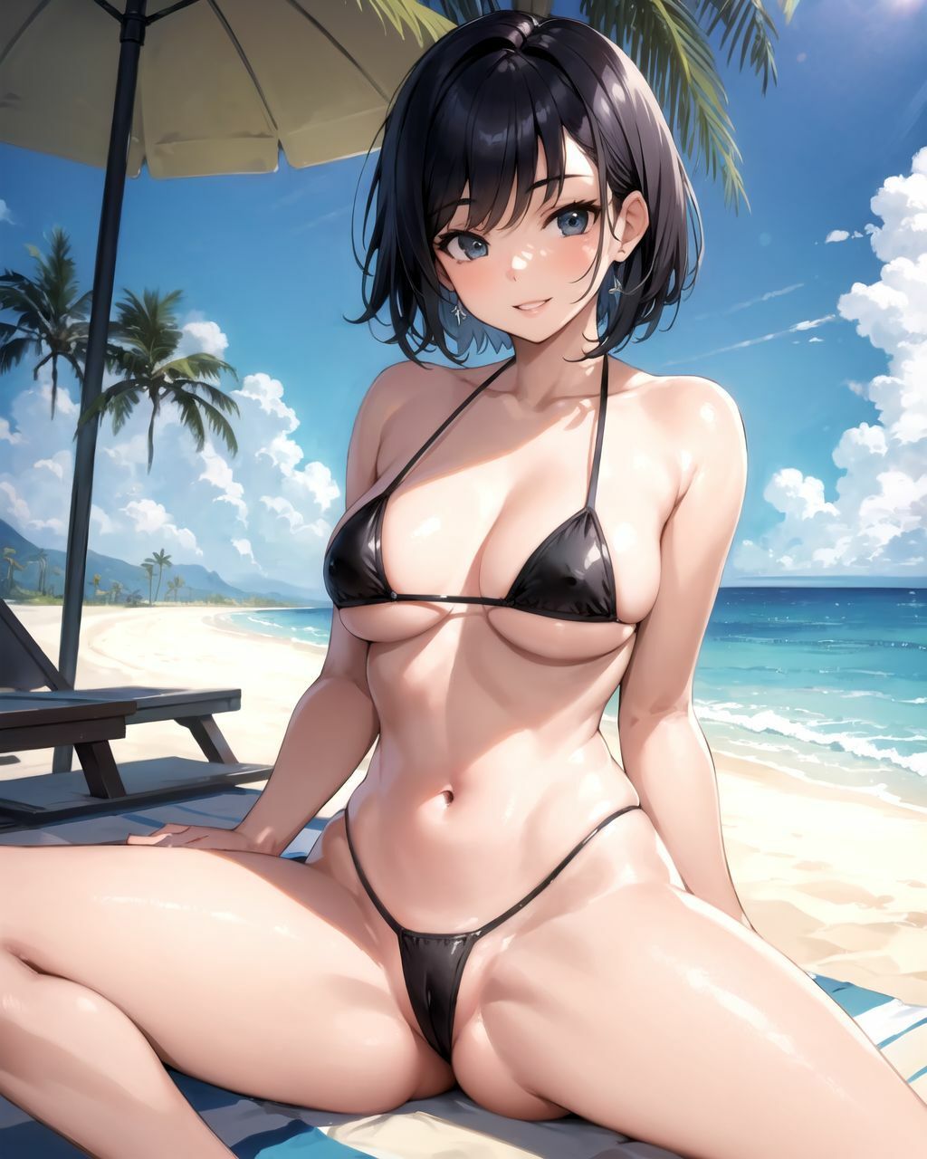 砂浜で遊んでるビキニの女の子がお股を広げて誘惑してきたから中出しさせてもらいました