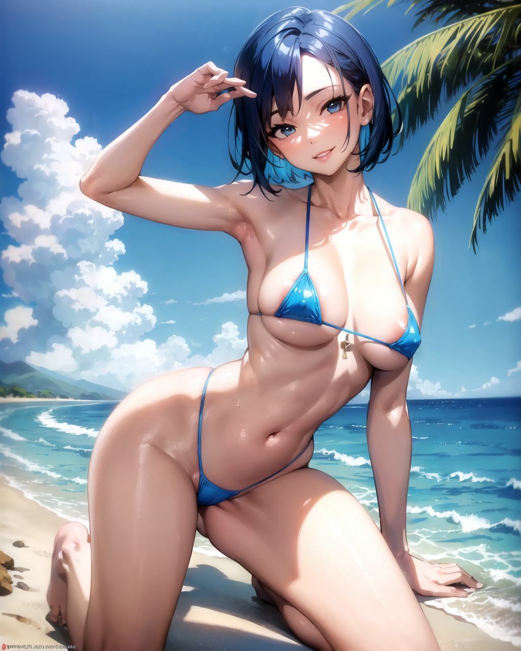 砂浜で遊んでるビキニの女の子がお股を広げて誘惑してきたから中出しさせてもらいました