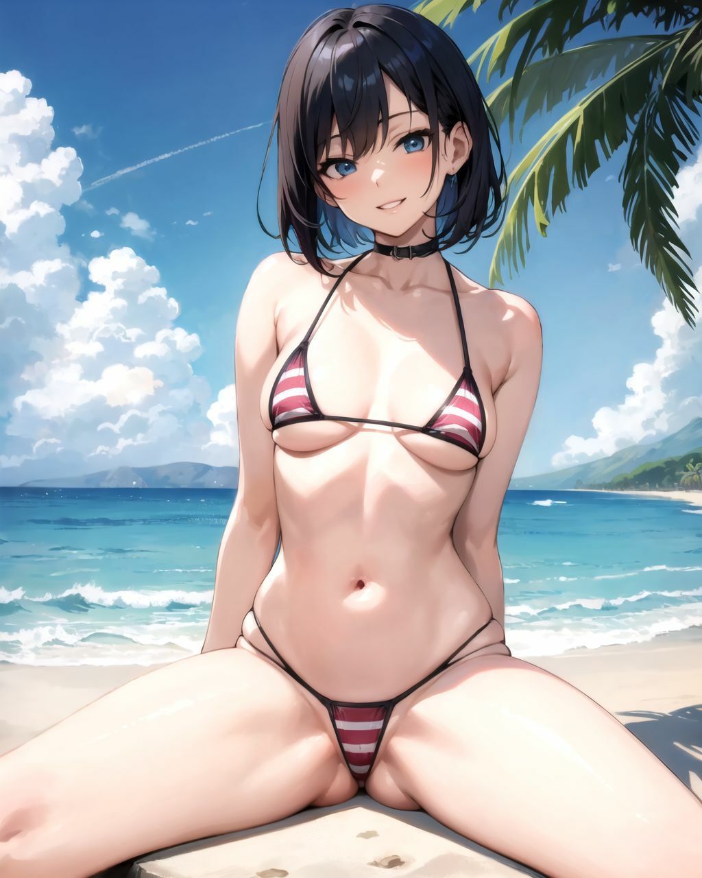 砂浜で遊んでるビキニの女の子がお股を広げて誘惑してきたから中出しさせてもらいました