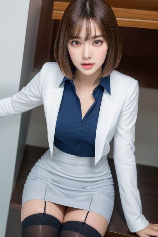 同僚の「絶対領域」が気になる AIグラビア写真集
