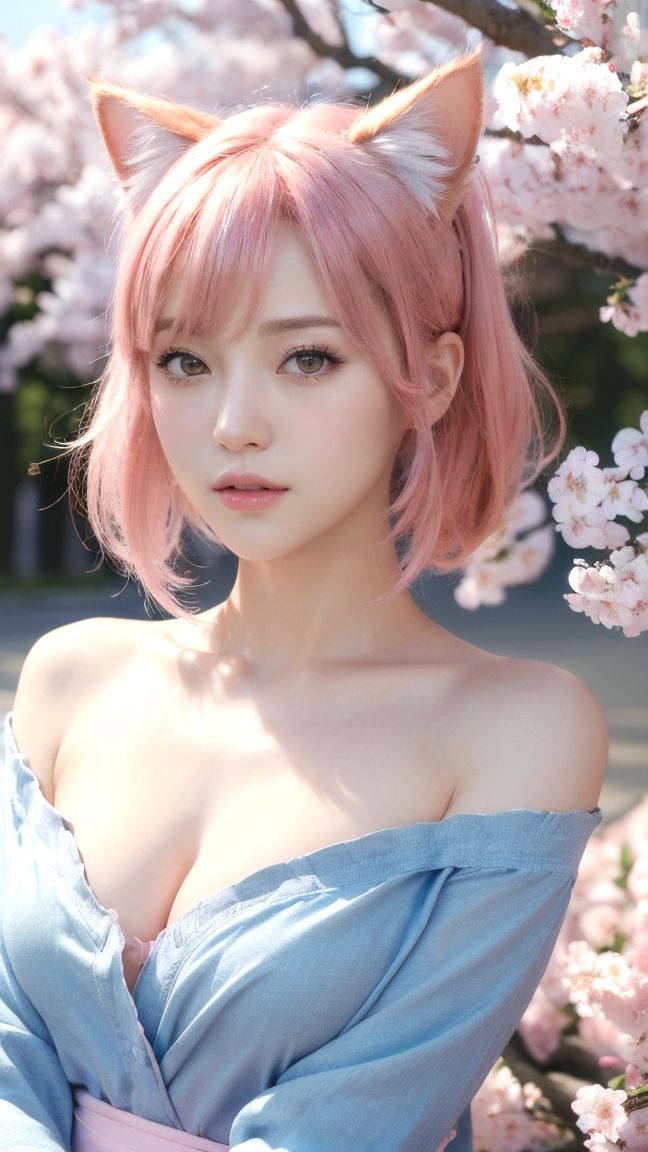 ピンクヘアーな彼女（温泉バージョン）AI美女・美少女グラビア写真集