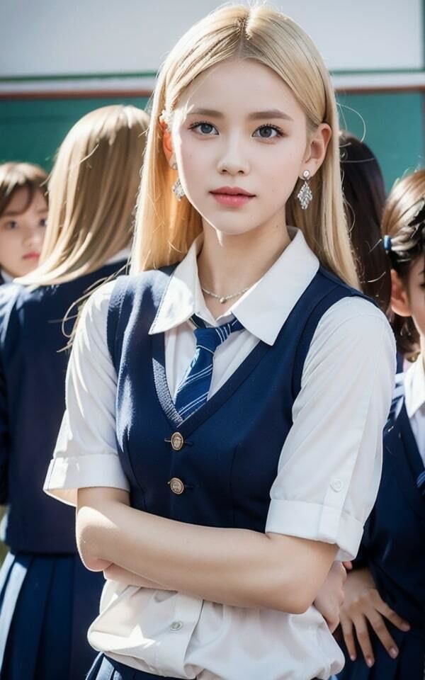 生意気な金髪制服女子のパンツの中