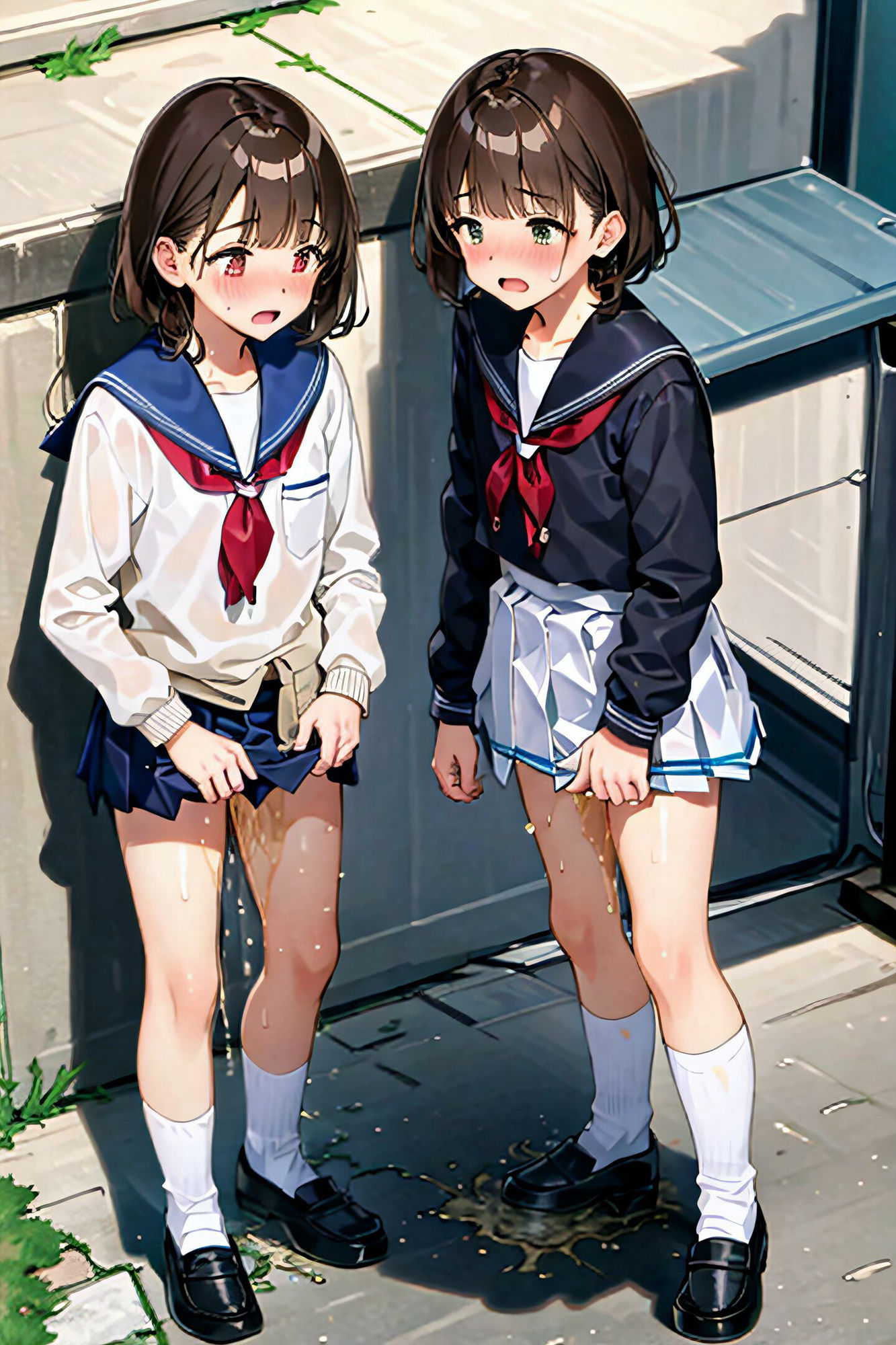 催●術で我慢できずに野外放尿する美少女達