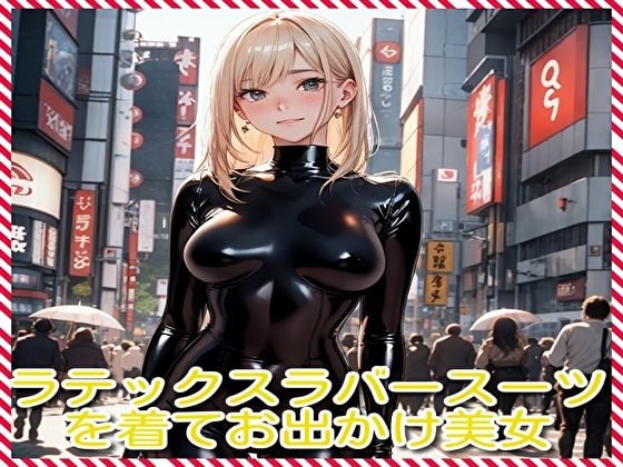 ラテックスラバースーツを着てお出かけ美女