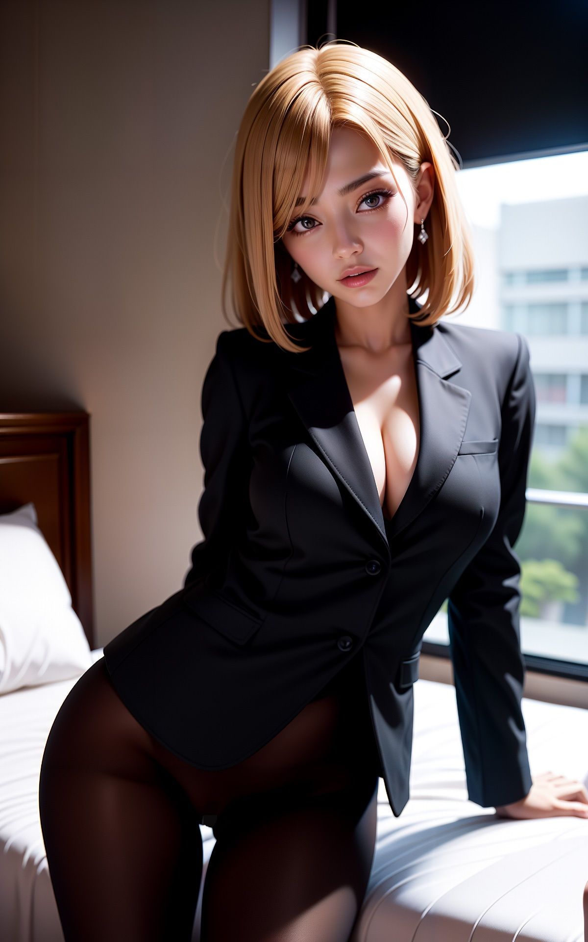 出張先のビジホで美人上司と一線を越えそうです！ AI生成ヌードグラビアCG集