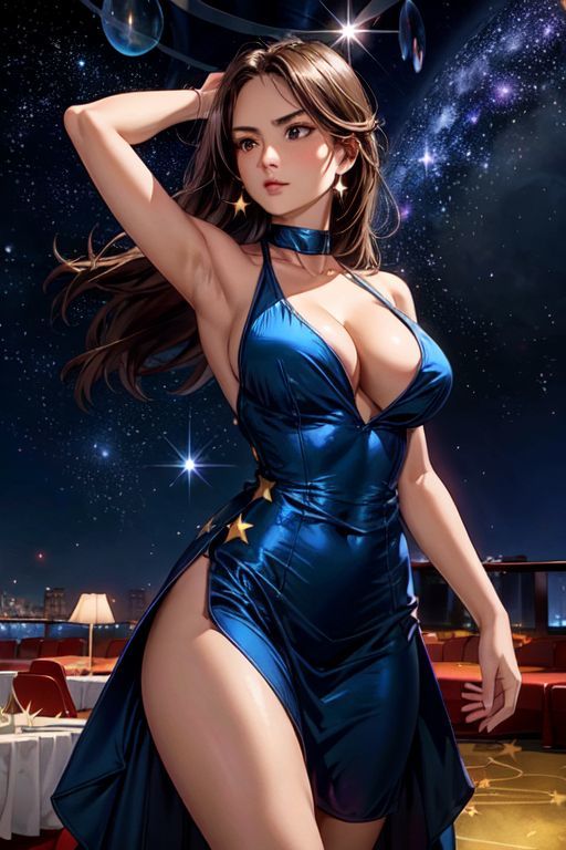 爆乳AIブイネックドレスイラスト集1