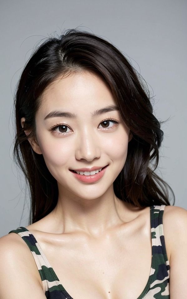 自衛隊の巨乳教官オフショット｜迷彩服が圧倒的に似合う韓国系の美女！