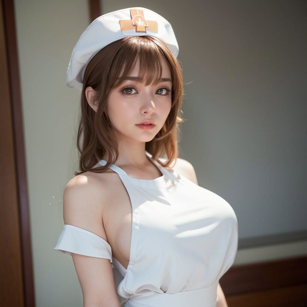 ちょっとHな茶髪ナースの美しいおっぱいヌード