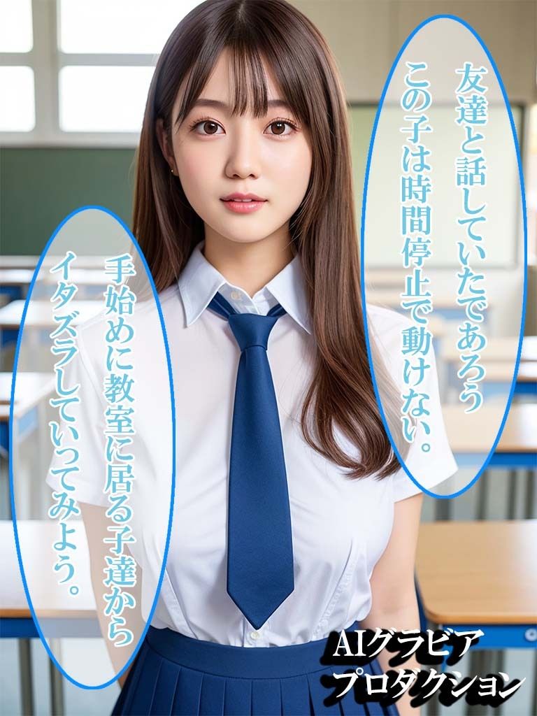 時間停止した女子校でエッチなイタズラしてみた