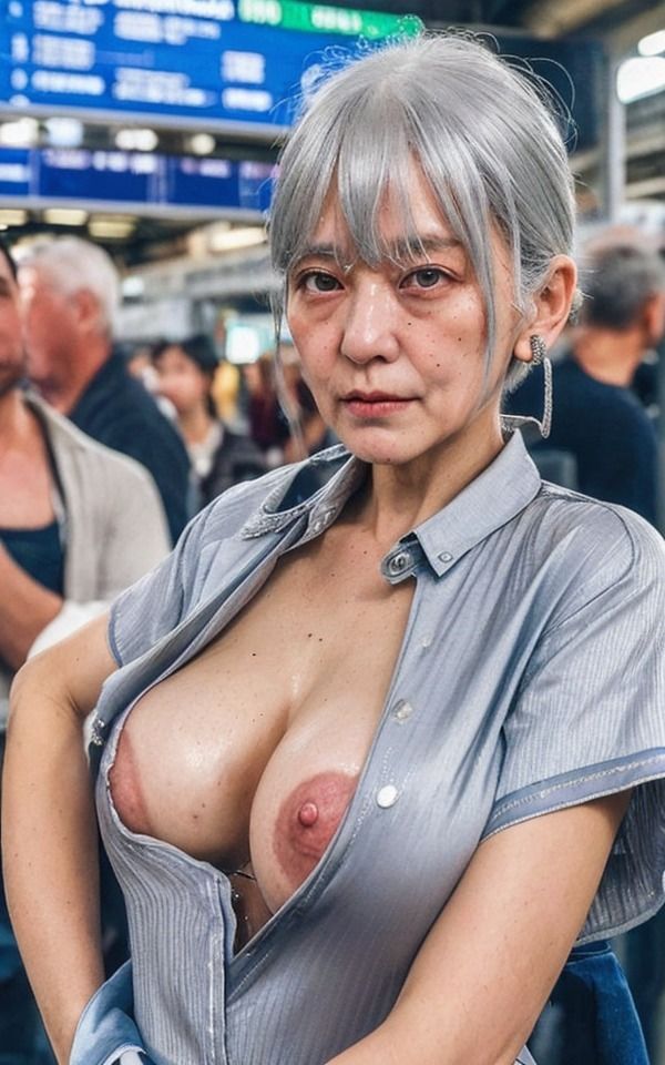 【露出狂】生活保護の女が電車でおっぱいを露出!駅の混雑したホームで大騒ぎに