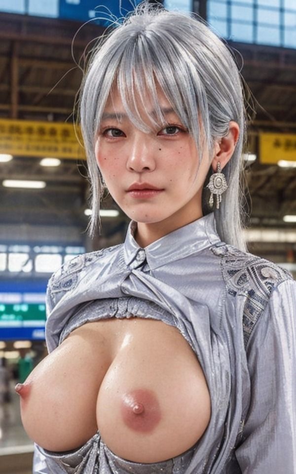 【露出狂】生活保護の女が電車でおっぱいを露出!駅の混雑したホームで大騒ぎに