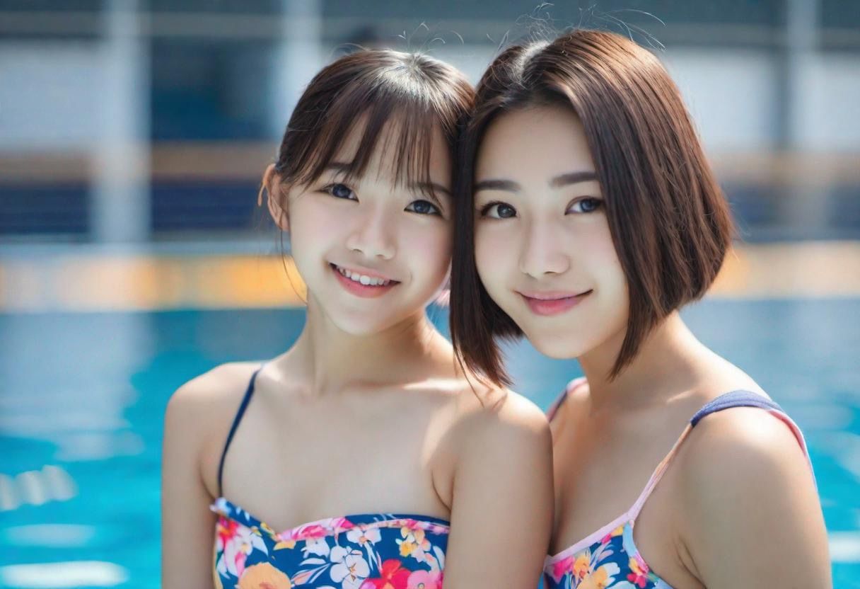 プールサイドの女の子達！AIグラビア！