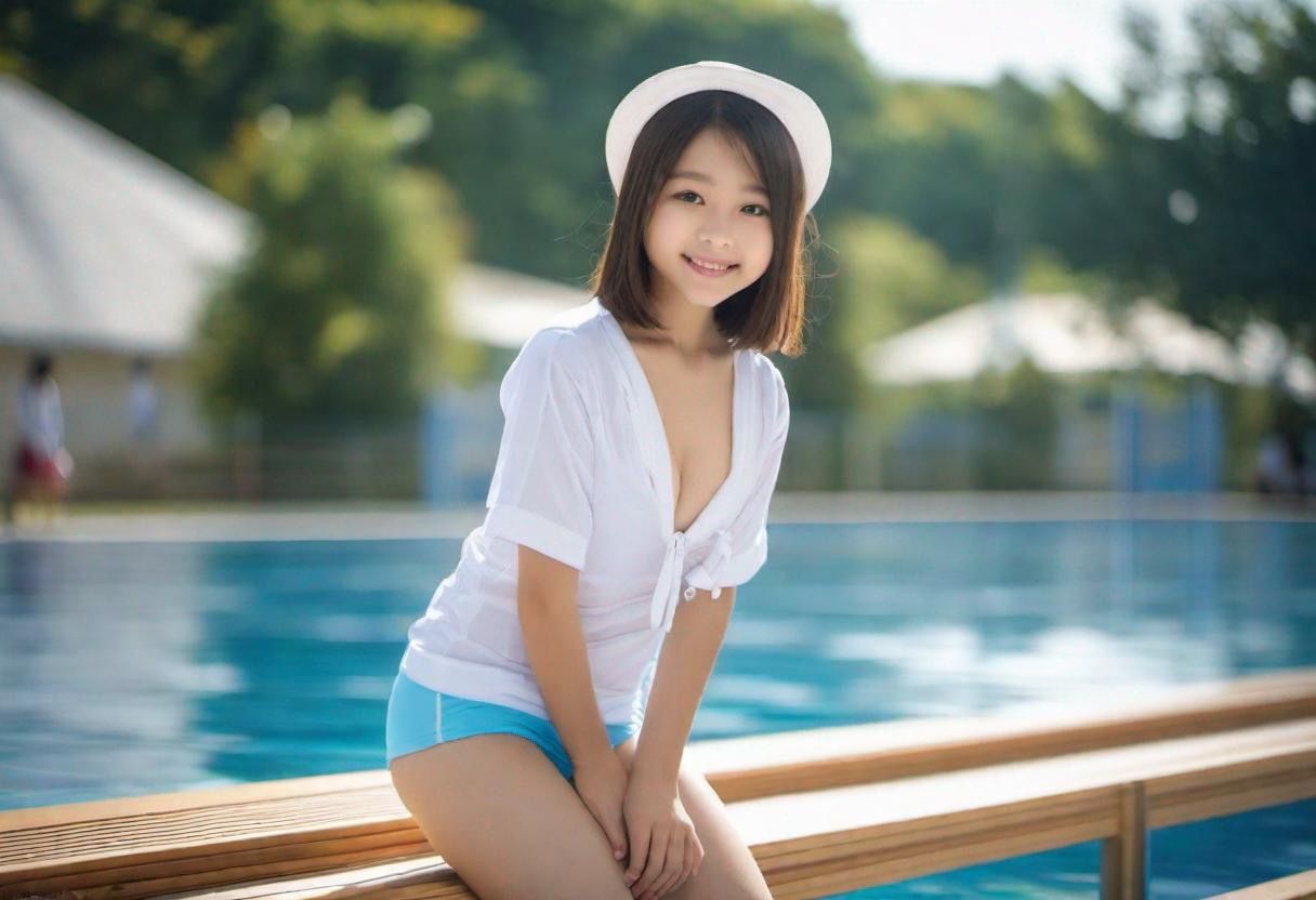 プールサイドの女の子達！AIグラビア！