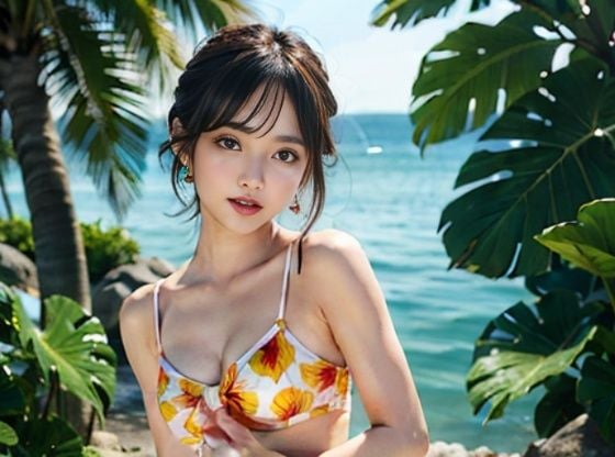 グラビア超絶AI美女! 砂浜のAIグラドル美女伝説