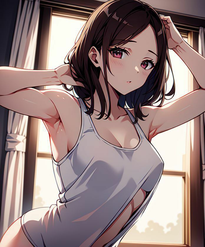 タンクトップ女子とストレッチ