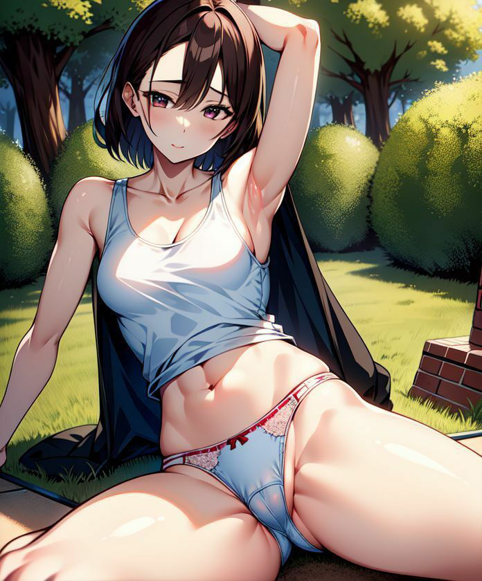 タンクトップ女子とストレッチ