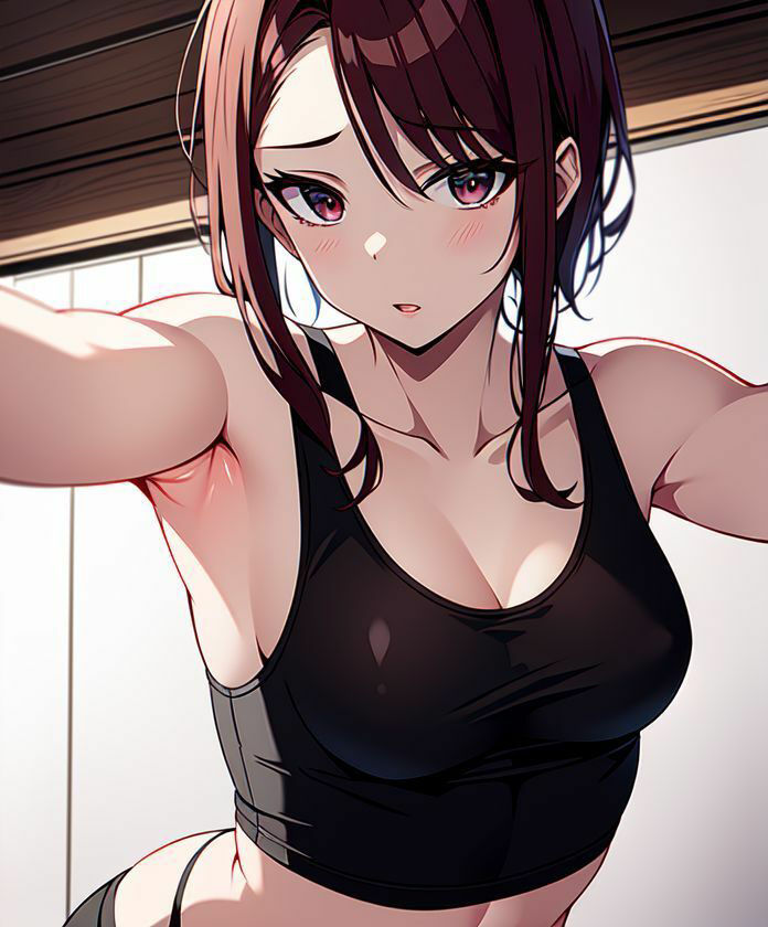 タンクトップ女子とストレッチ