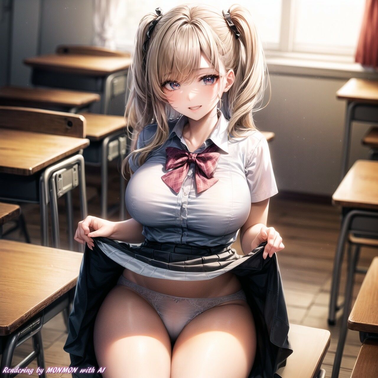 学生服着たお姉さんにお願いしてみた。〜スカートたくし上げ編〜