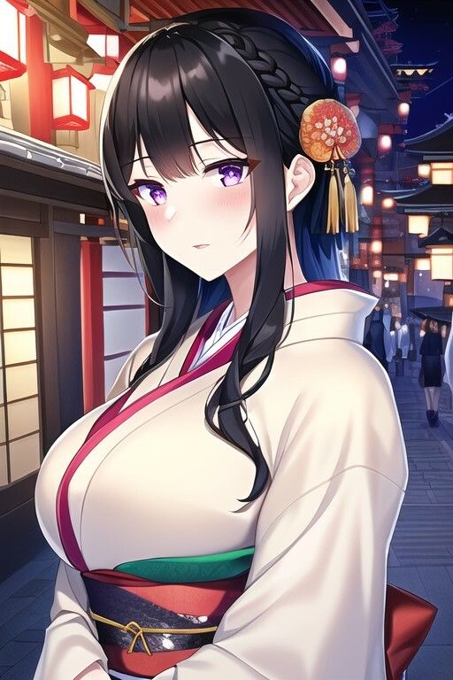 和服・着物姿の黒髪美女に中出しイラスト集〈200枚〉室内（旅館）・野外（京都の町）