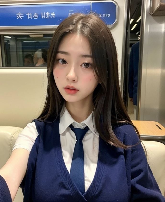 巨乳JKが電車にのったら?