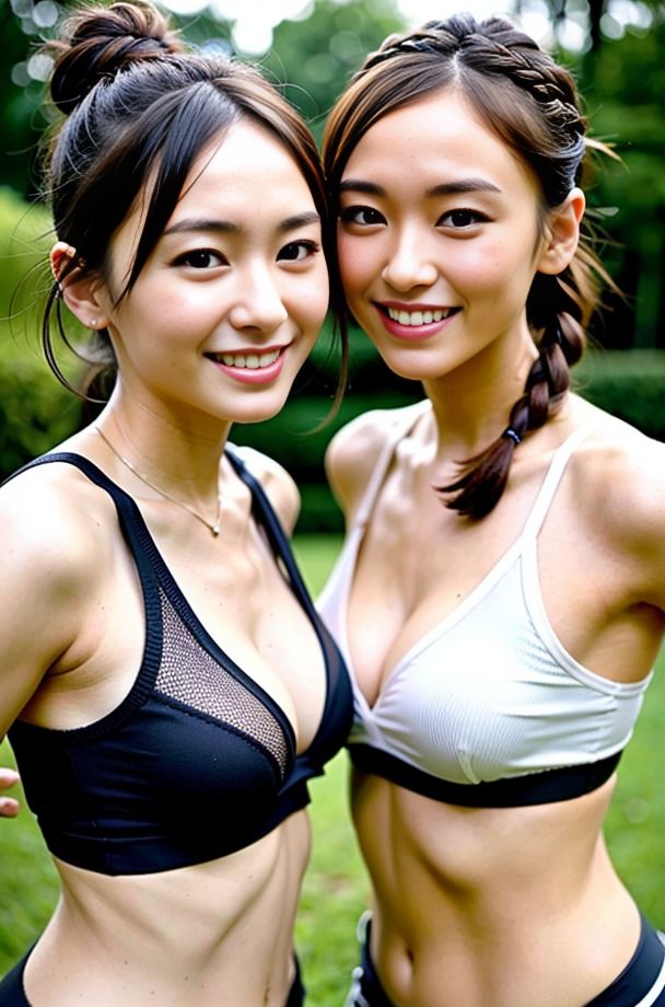 ［AI双子］ジムで！公園で！どこでも！健康的スポート美少女と全力射精で全身ドロッドロ