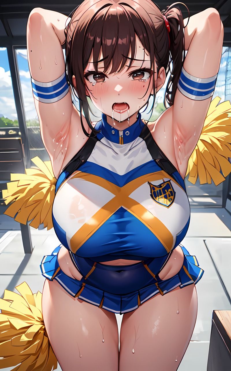 興奮しながら見つめてくるチアガールのワキを堪能する