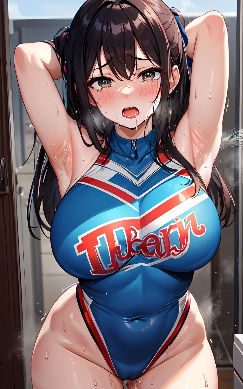 興奮しながら見つめてくるチアガールのワキを堪能する