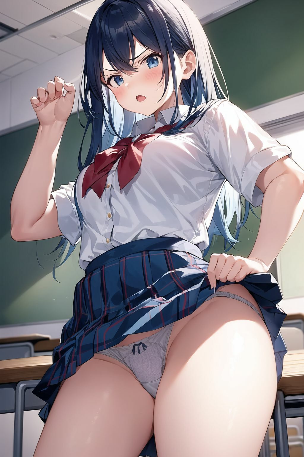 嫌な顔しながらパンツ見られちゃうイラスト集(制服編)