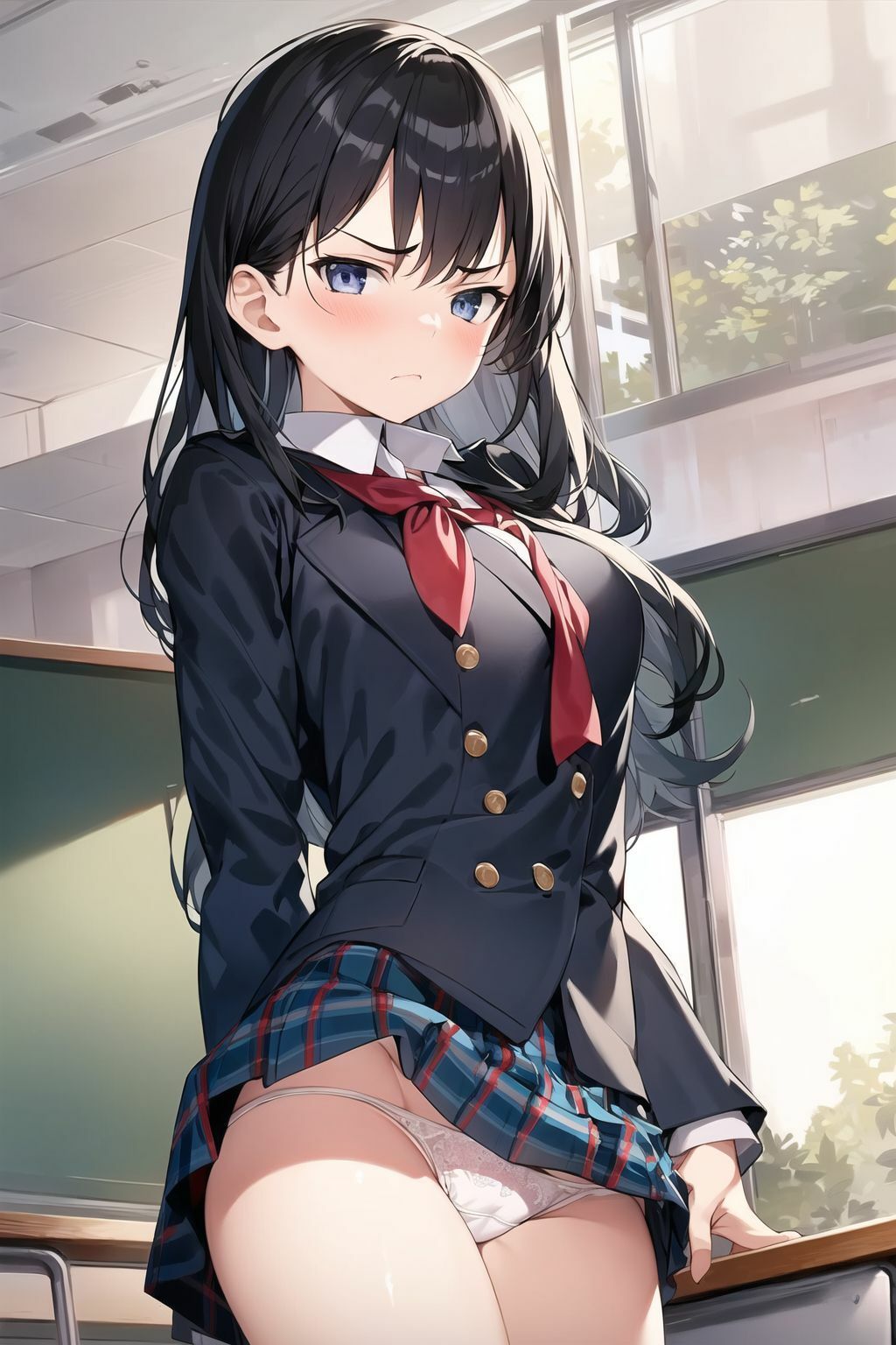 嫌な顔しながらパンツ見られちゃうイラスト集(制服編)