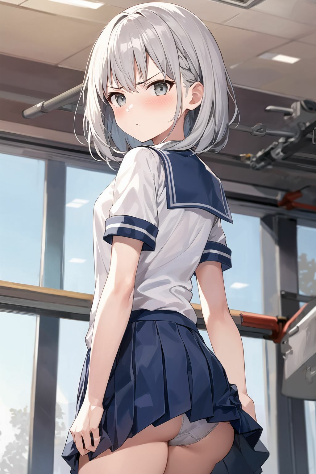 嫌な顔しながらパンツ見られちゃうイラスト集(制服編)