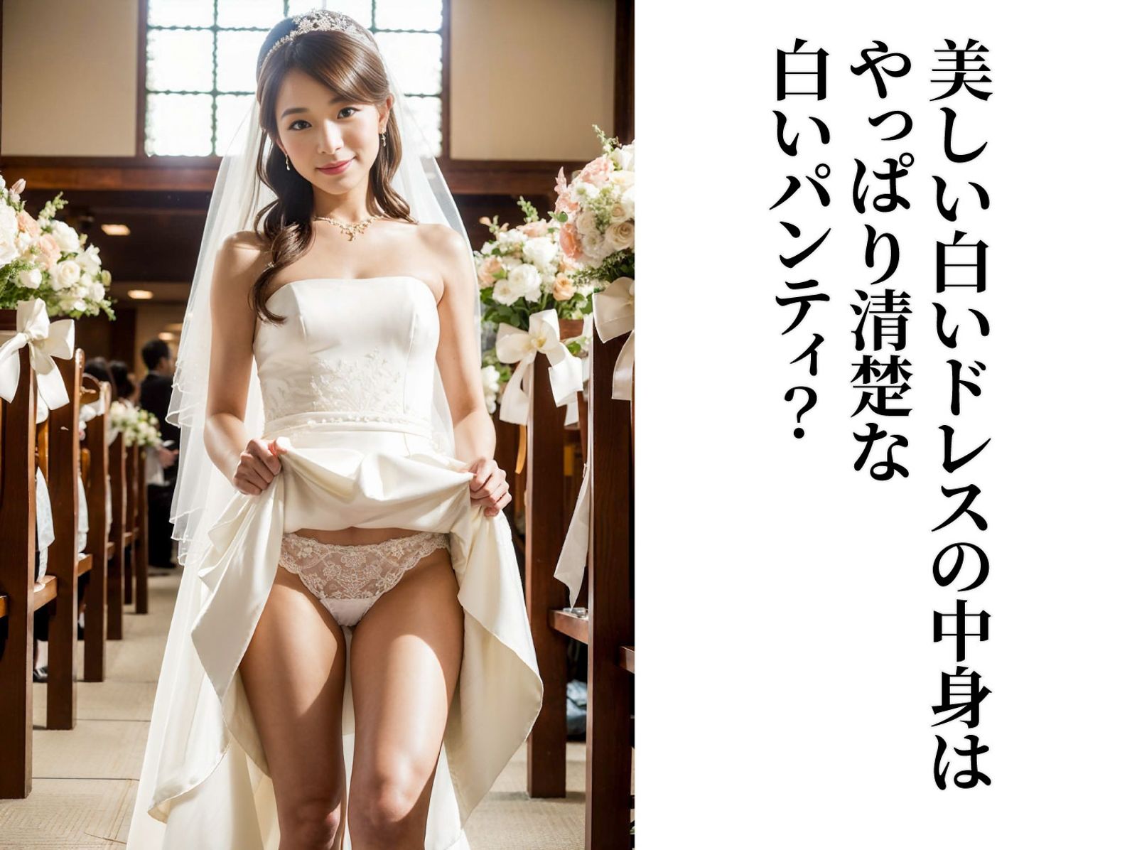 結婚式当日のパンティみせて 貞操観念が低い世界の花嫁