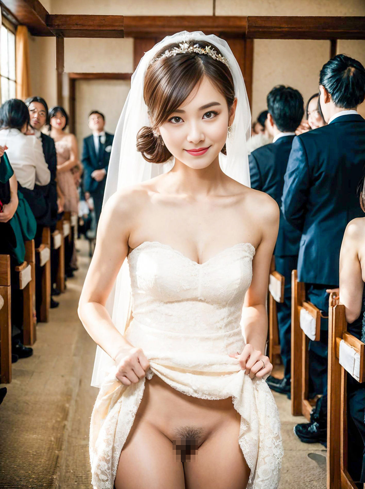 結婚式当日のパンティみせて 貞操観念が低い世界の花嫁