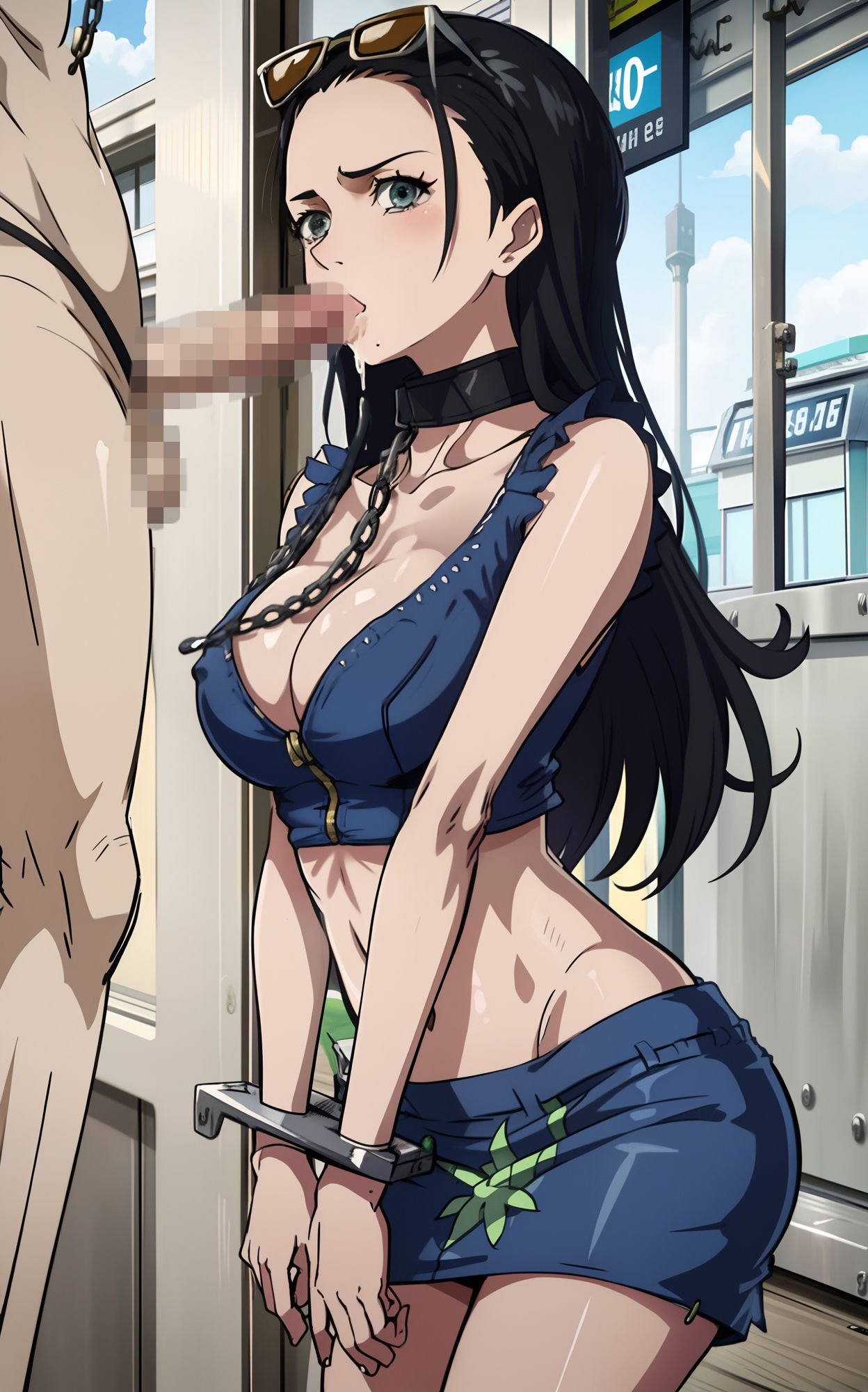 ロビンは電車の痴●に遭い、鎖に縛られて抵抗できなかった