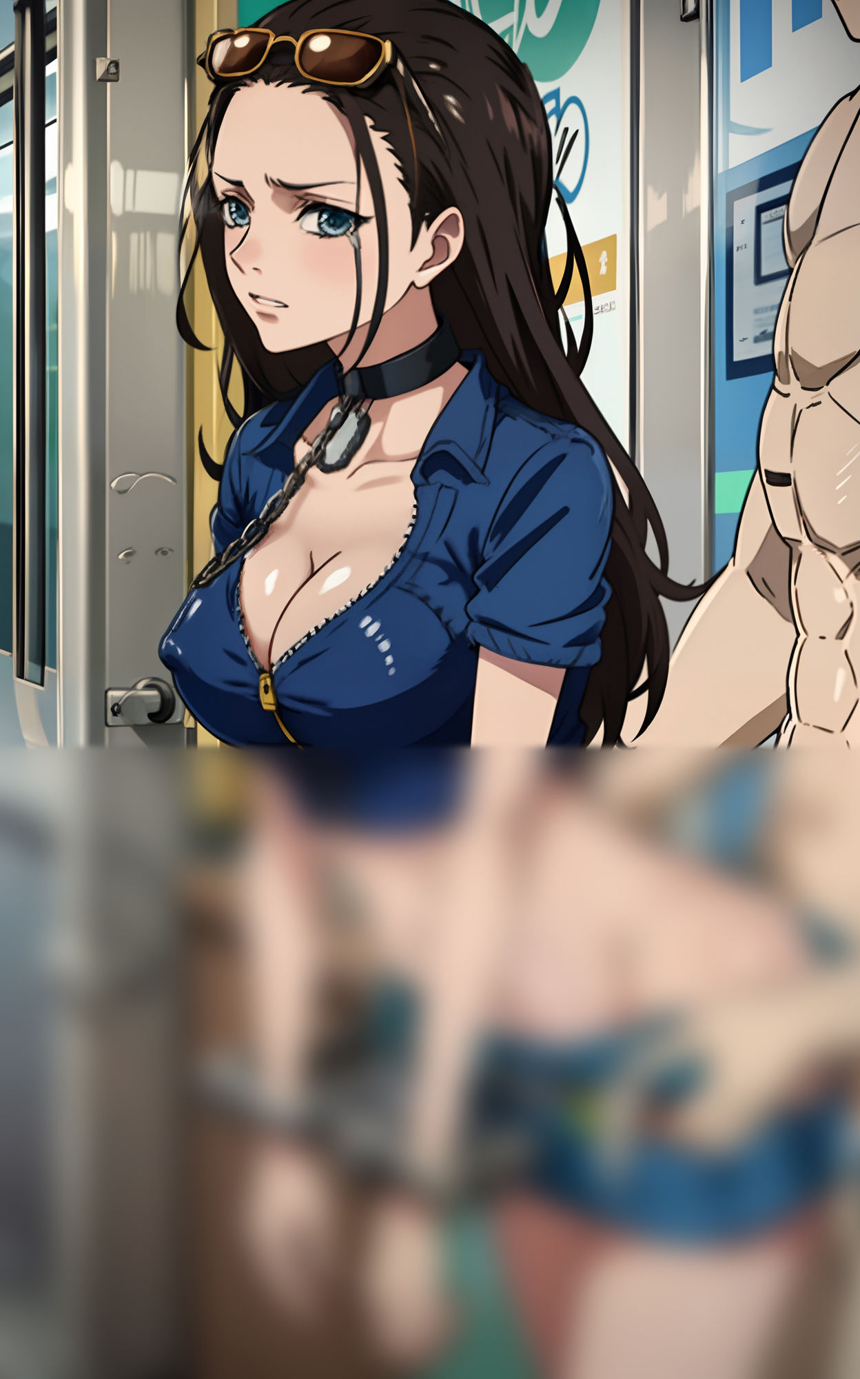 ロビンは電車の痴●に遭い、鎖に縛られて抵抗できなかった