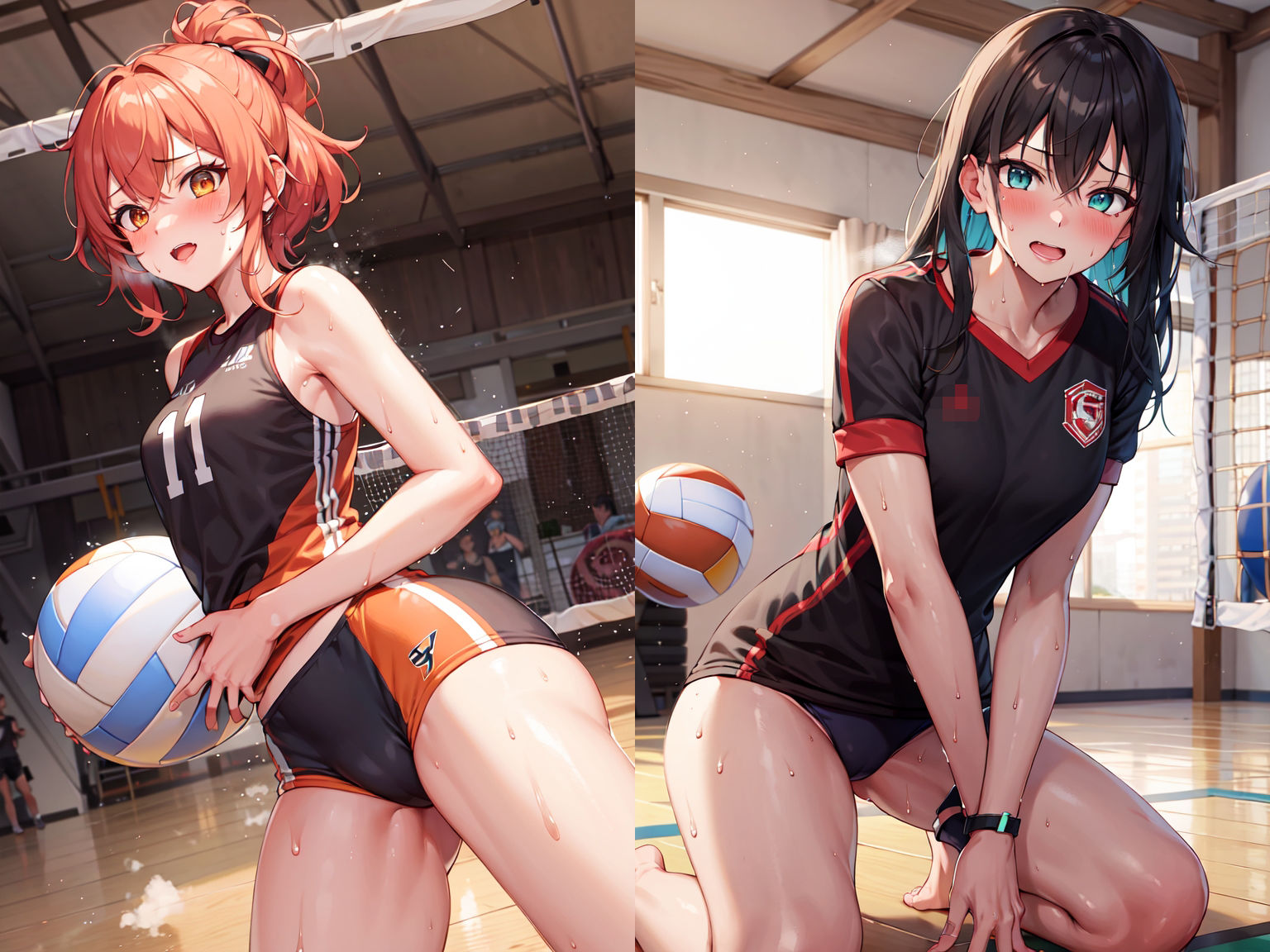 汗だくのスポーツ女子たち